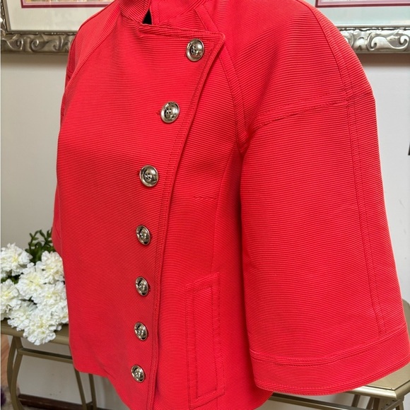 PER SE ORANGE BUTTON DOWN BELL SLEEVE LINED OFFICE WORK BLAZER JACKET SIZE 8 - Picture 5 of 8